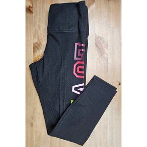 NWT Victoria's Secret Pink Black Rainbow Logo High Waist Leggings Large